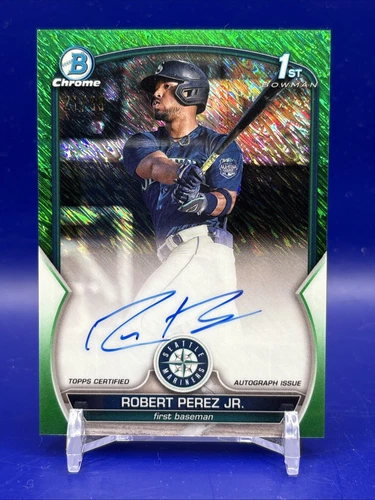 2023 Bowman Chrome Robert Perez Jr Auto Green Shimmer /99 Mariners Ships FREE