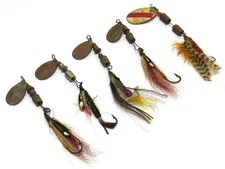 Feather Tail Single Hook Vintage Spinnerbait Fishing Lures - Lot of 5 - Read