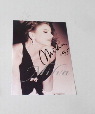 Milva, original signed card in 10x15 cm