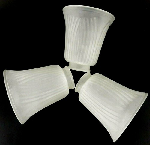 Glass Frosted Lot of 3 Bell Ceiling Fan Globe Replacement Flared Shades Vanity - Picture 1 of 12