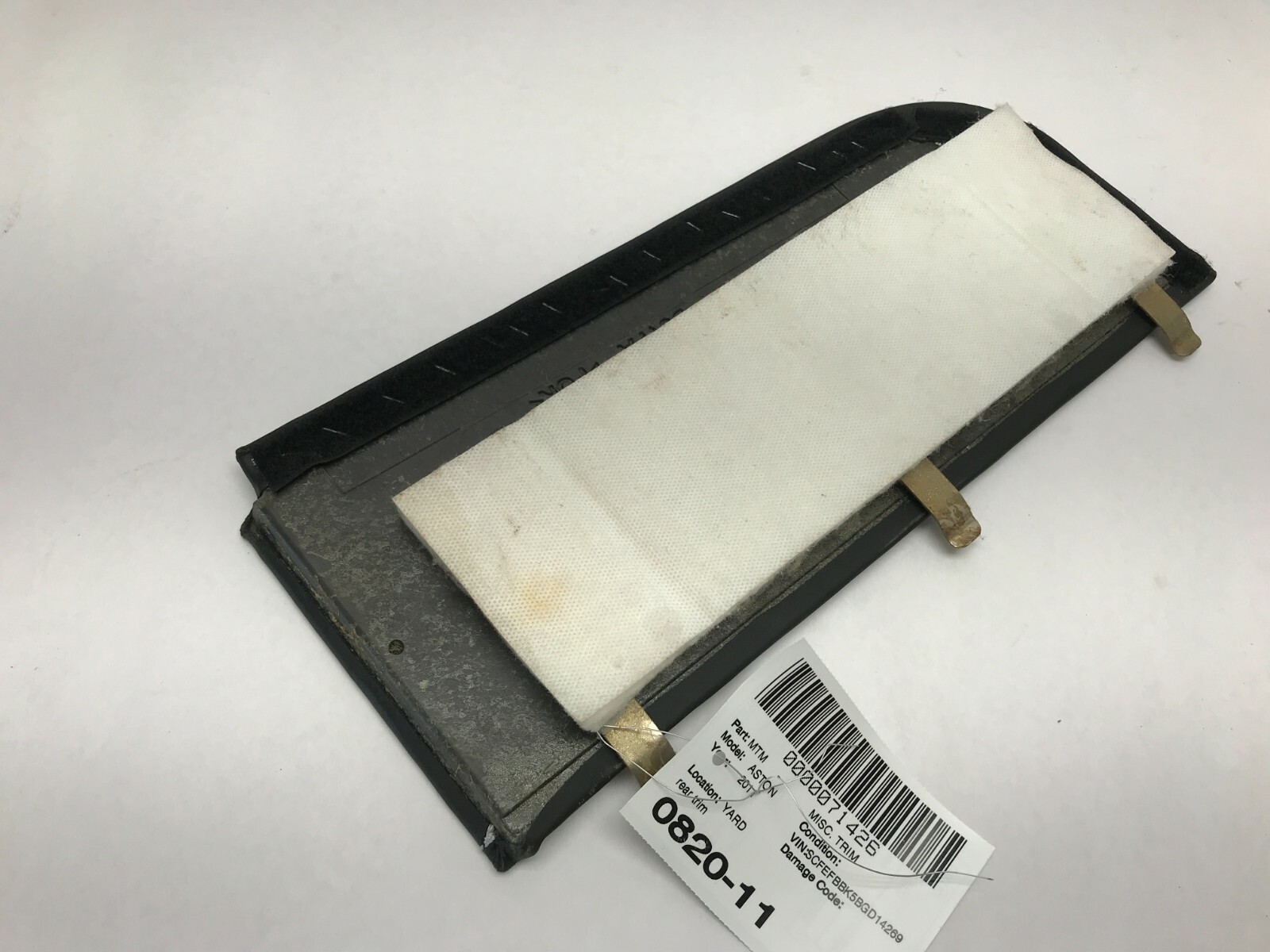 07-16 ASTON MARTIN V8 VANTAGE INTERIOR TRIM PIECE BLACK LEATHER OEM REAR