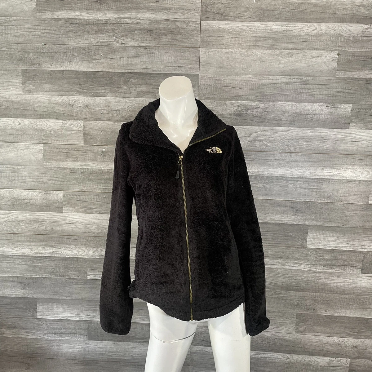 The North Face TNF Teddy Bear Fleece Jacket Size Small S Black Full Zip Logo
