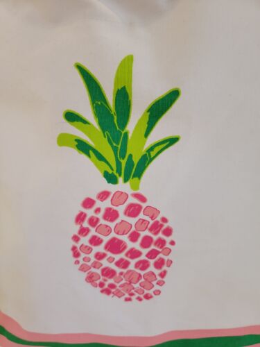 Borsa da spiaggia in cotone bianco nuova con etichette Royal Standard con motivo ananas e manici in tela - Foto 2 di 9