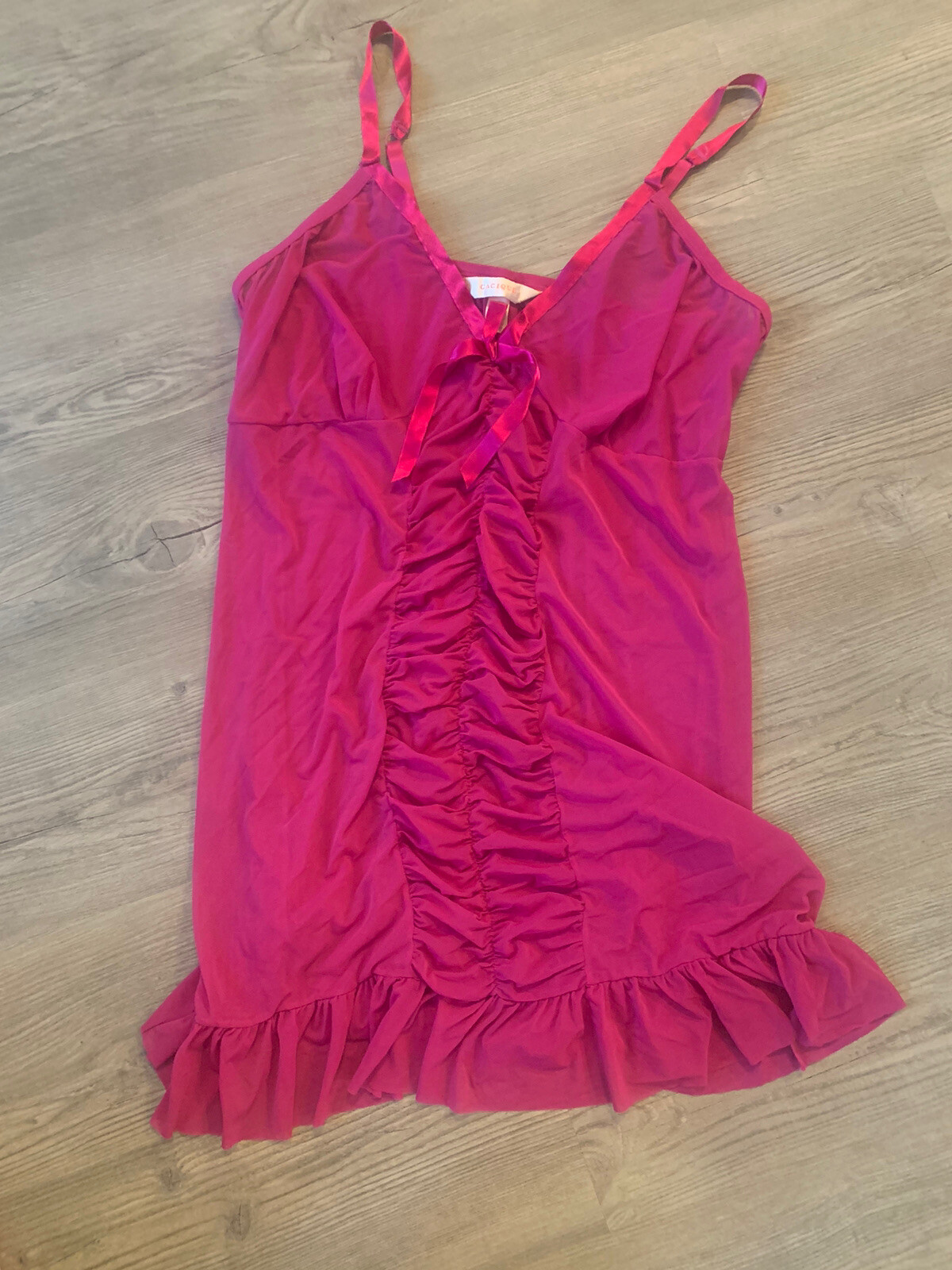 22/24 Lane Bryant Cacique Fuschia Chemise Sleep Gown Dress Sexy 2X