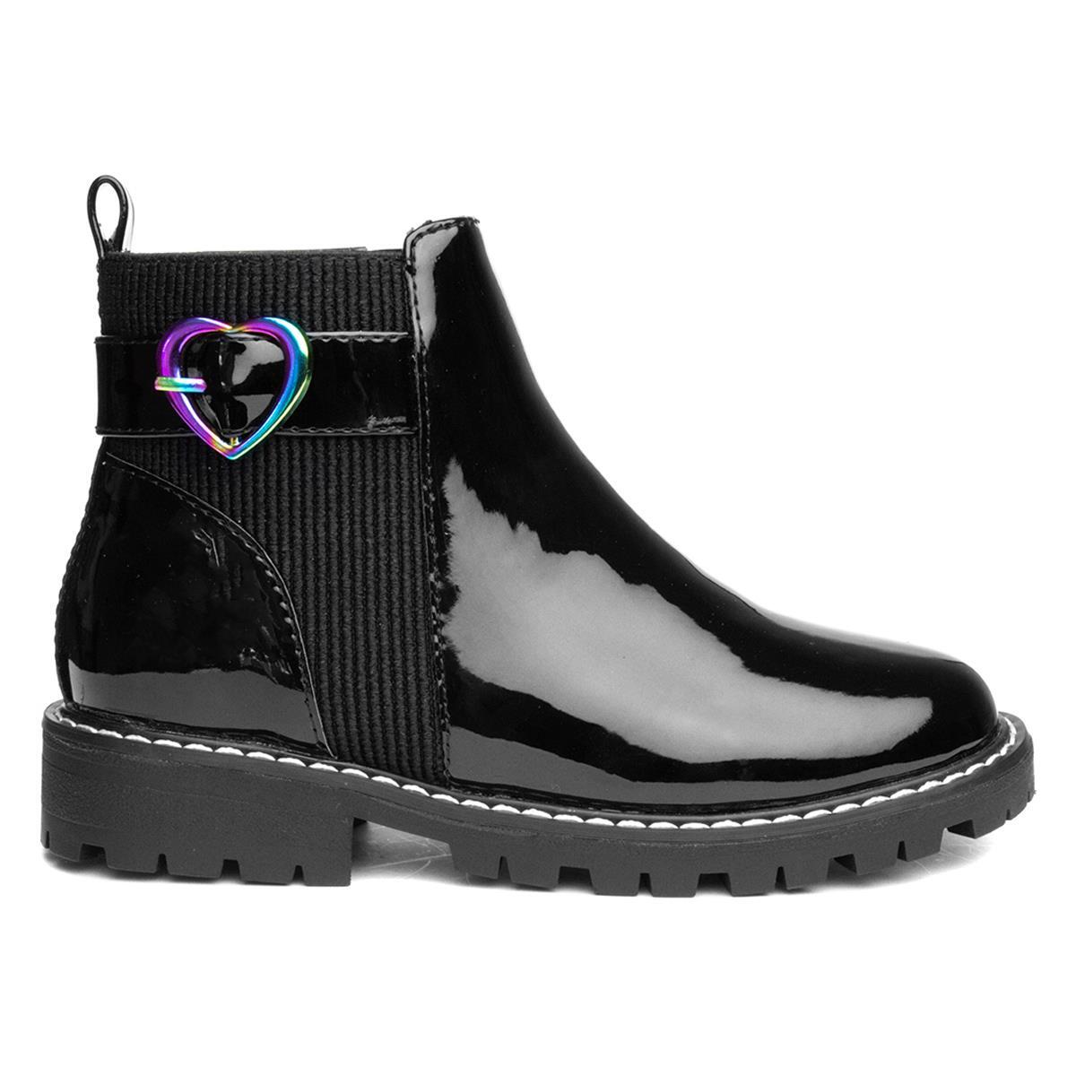 Walkright Kids Girls Boots Black Zip Up Patent Chelsea Boot Liana