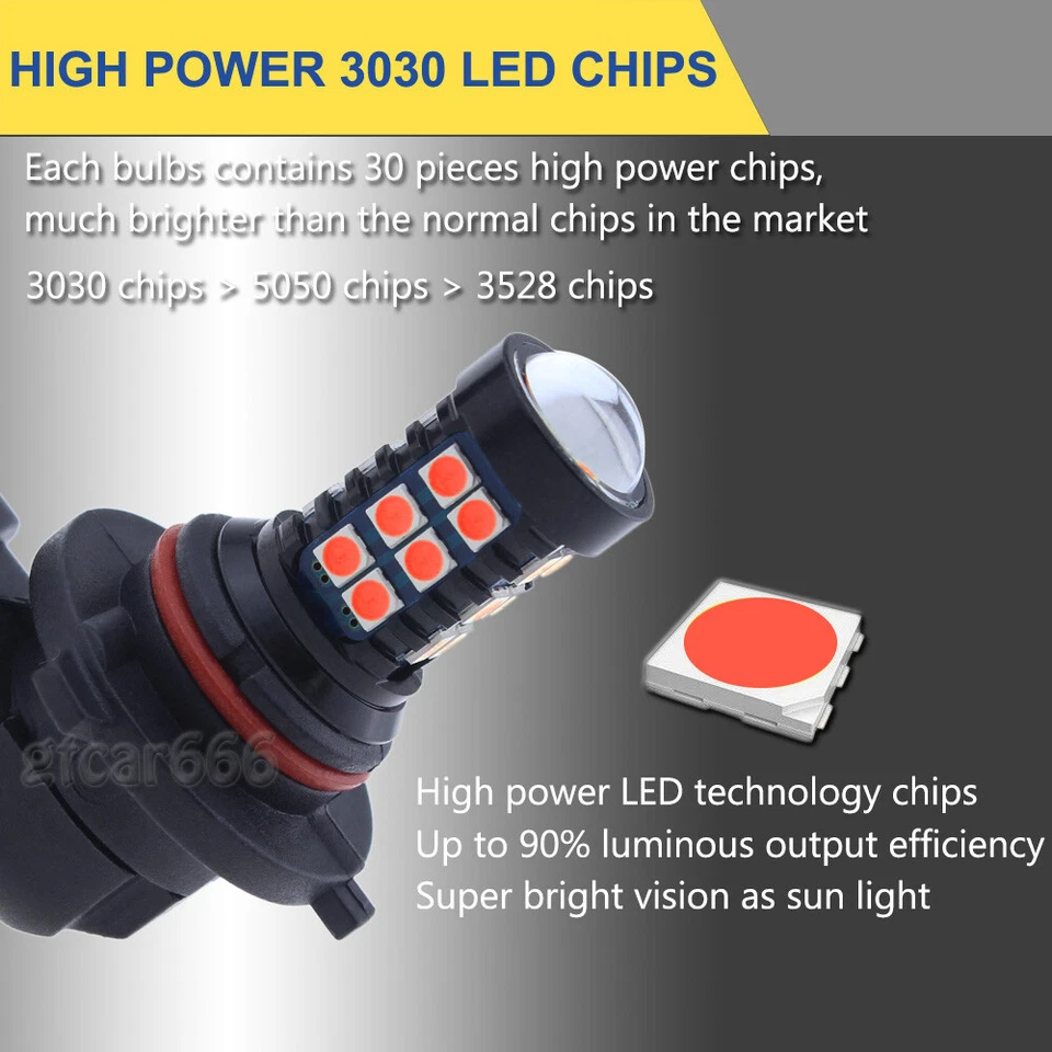 Красные светодиодные противотуманные фары высокой мощности 30-3030SMD HB4 9006 2 шт. - Изображение 4 из 4