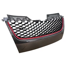 Front Carbon Fiber Print For 2006-09 VW MK5 GLI/GTI Grille Honeycomb W/RED TRIM