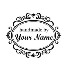 New Round Self-Inking Rubber Stamp with Handmade by- can customize with yourname