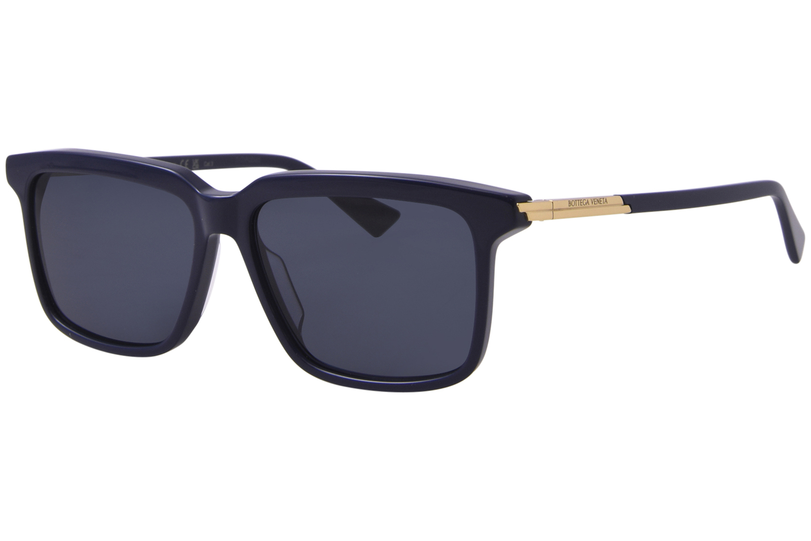 Солнцезащитные очки Bottega Veneta BV1261S 003 мужские синие/Золотые/Синяя прямоугольная форма 56 мм