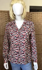 The Clothing Company Vintage Long Sleeve Retro Shirt Blue, Red & White. Size 12
