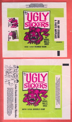 1973 + 1974 TOPPS UGLY STICKERS WAX WRAPPERS BOTH VARIATIONS