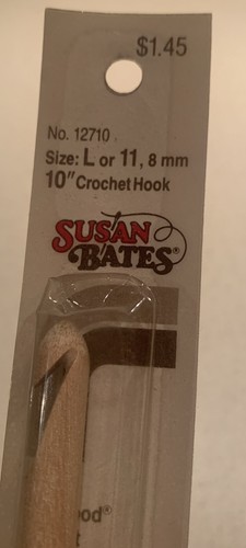 Vintage Susan Bates 10” Tonewood Crochet Hook Size L or 11 (8mm) #12710. NEW - Picture 2 of 5