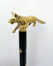 Vintage Brass Designer Antique Style Head Handle Walking Cane Wooden Stick Gift