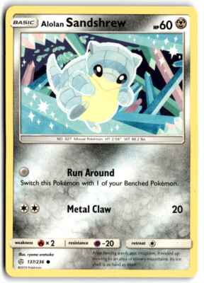 2019 Sun & Moon - Cosmic Eclipse Alolan Sandshrew e Basic/Common #137