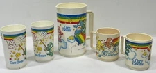 Vintage 1983 Care Bears Pitcher + 2 Cups + 2 Mugs Deka Plastic American Greeting