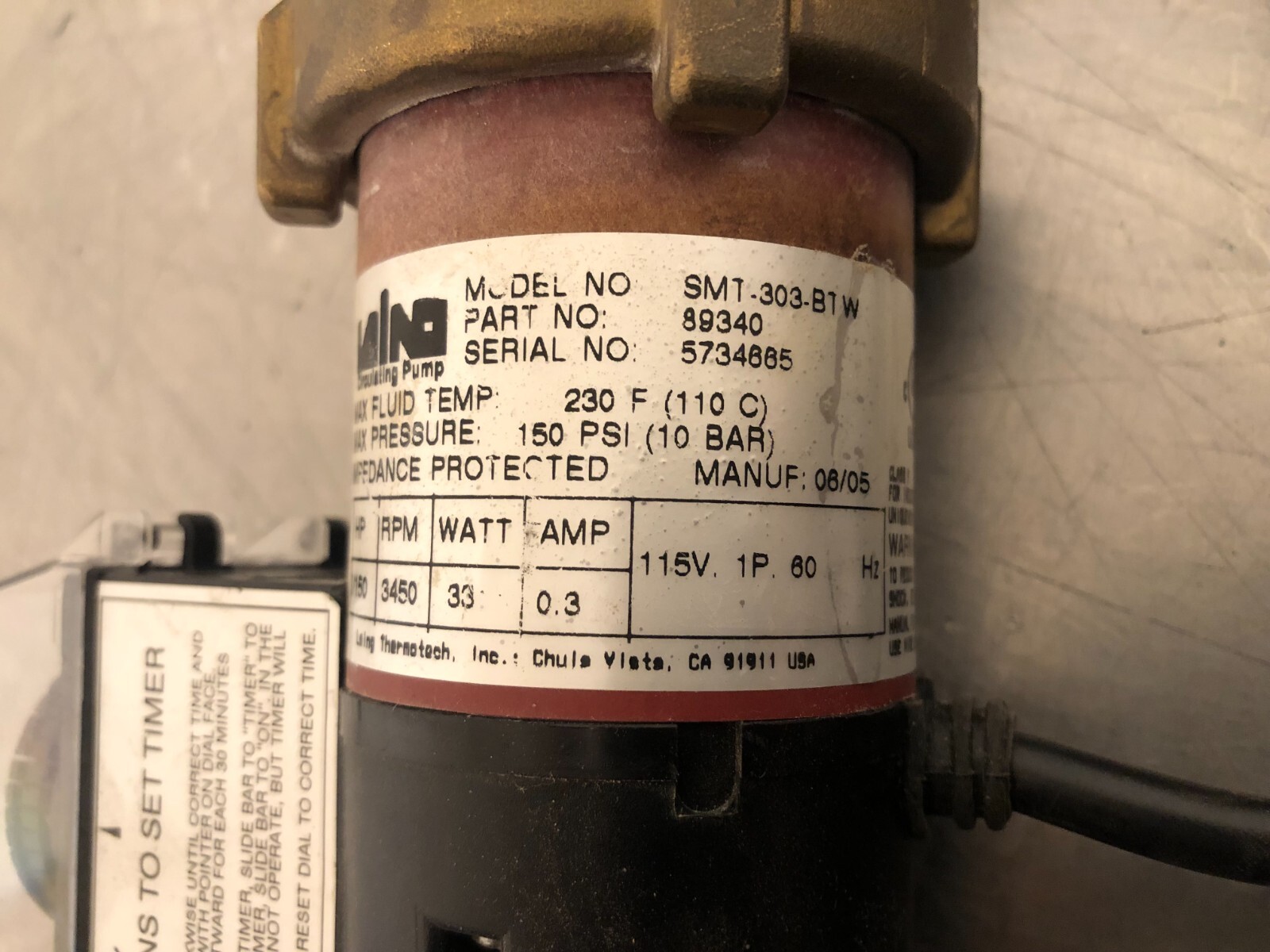 Lot of 2 Laing Circulating Pump with Timer eBay