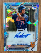 ENDY RODRIGUEZ 2021 Bowman Chrome Prospect Aqua Sapphire Refractor AUTO RC /99