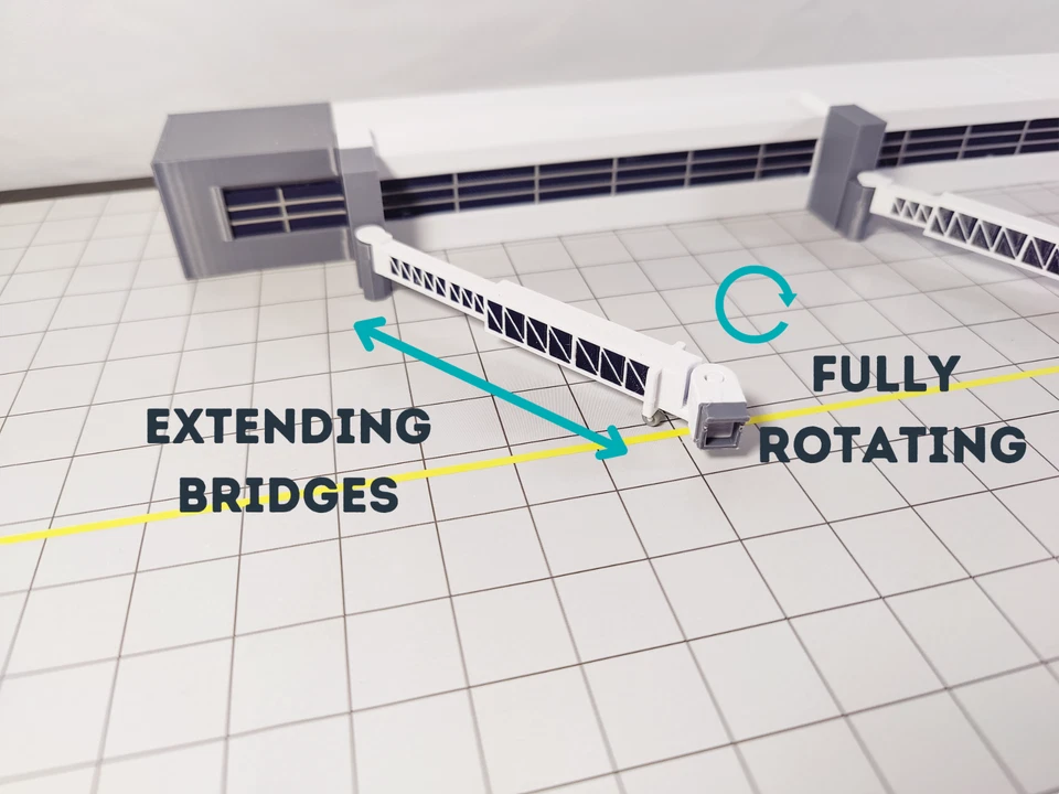 REGIONAL AIRPORT TERMINAL BUILDING + EXTENDING BRIDGES Model 1:400 Scale Diorama - Image 3 of 4