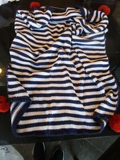 Pottery Barn Kids Piper stripe navy white Baby Blanket photo shoot sample 30 40