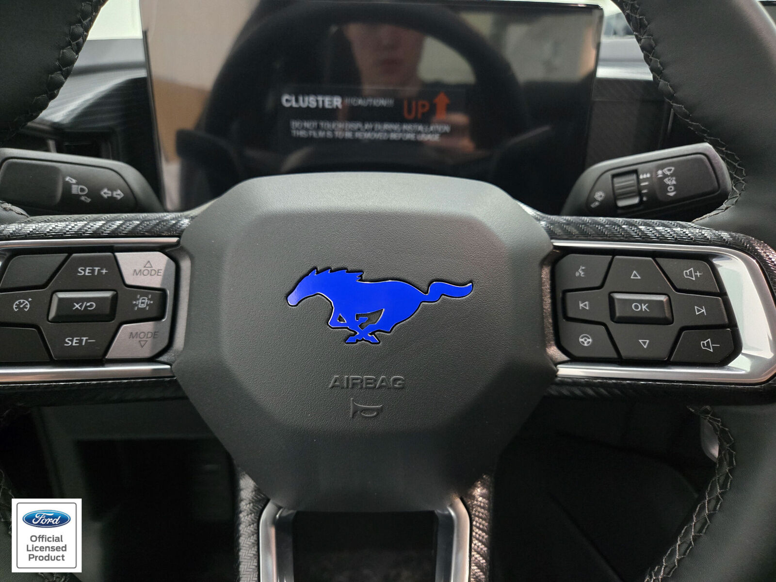 Fits 2015-2025 Ford Mustang Horse Steering Wheel Vinyl Decal Overlay Sticker