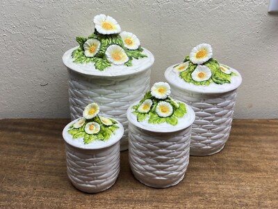 Vtg Geo Z. Lefton 4115 Rustic Daisy Weave Porcelain Ceramic