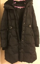Dkny Women Black Hooded Winter Coat Size M