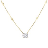 "14K Gelbgold Runde Diamant Kreis Statement Cluster Halskette 18\" Kette 5/8 Ct"