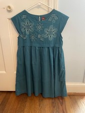 Aqua Tea Dress with Embroidery Size 10