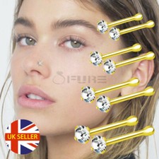 18K Gold Filled 1-3MM Cubic Zircon 925 Sterling Silver Cute Nose Stud Pair Rings