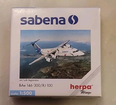 Herpa Wings Sabena BAe 146 300 /RJ 100 # 509619 Old Store Stock MIB New 1:500 MT
