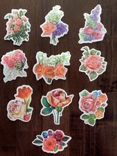 STICKERS x 10 Flowers Roses Gardenia Rose Red Pink Flower FL4