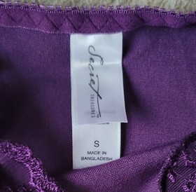 Vintage Purple Velvet & Lace Crop Cami & String Bikini Panty Set Size Small