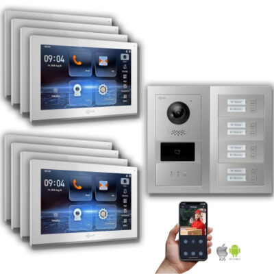 Goliath IP Video Türsprechanlage: 10-Zoll 8 Familienhaus, RFID, Anzeige, Silber