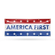 America First Vinyl Banner Sign with Metal Grommets Heavy-Duty Single-Sided