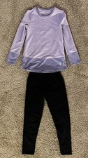 Lot of 2 Girl Long Sleeve Lavender Shirt Thick Black Skinny Pants Size 8