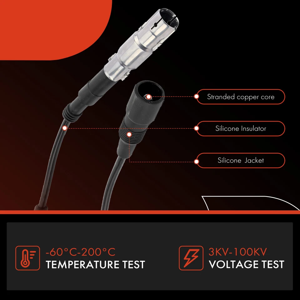 Juego de 6 cables de bujía para Audi A4 A4 Quattro 1996-1997 A6 Quattro 100 VW Passat Foto 4 de 4