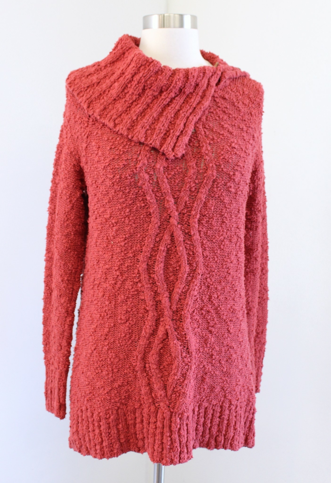 Moth Anthropologie Rust Cable Knit Button Cowl Ne… - image 1