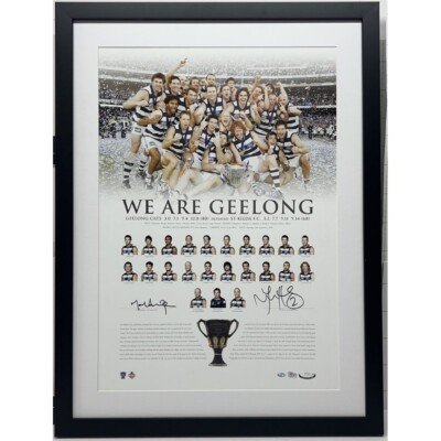 GEELONG CATS 2009 AFL PREMIERS HAND SIGNED CAPTAIN COACH AFL PRINT ABLETT BARTEL