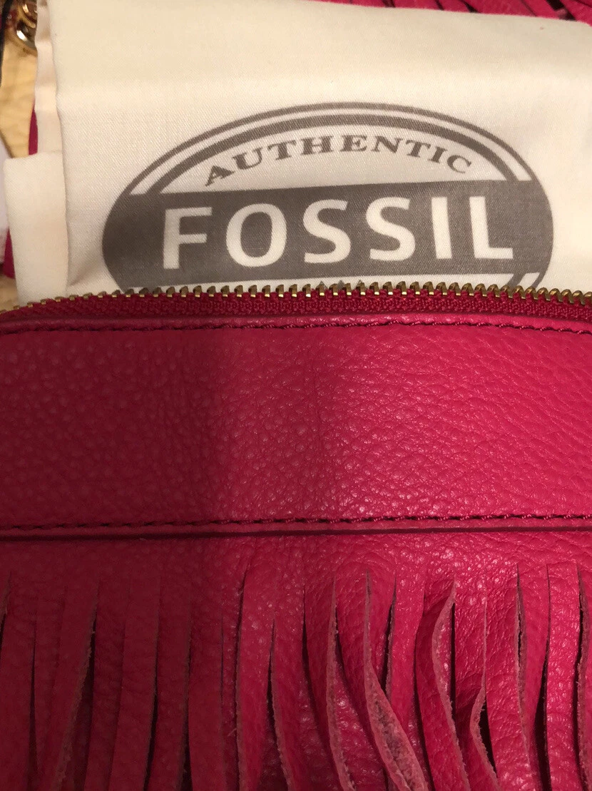 Fossil Handbag Purse Sydney Fringe Pomegranate Hot Pink NWT Plus Dust Bag No Box