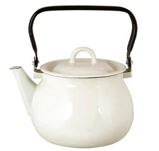 2.7-qt STPGOODS Ivory Enamel Kettle Stovetop Teapot Vintage Enamel Tea Pot