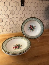 Fitz & Floyd Winter Holiday Green Wreath Soup Cereal Bowl Discontinue