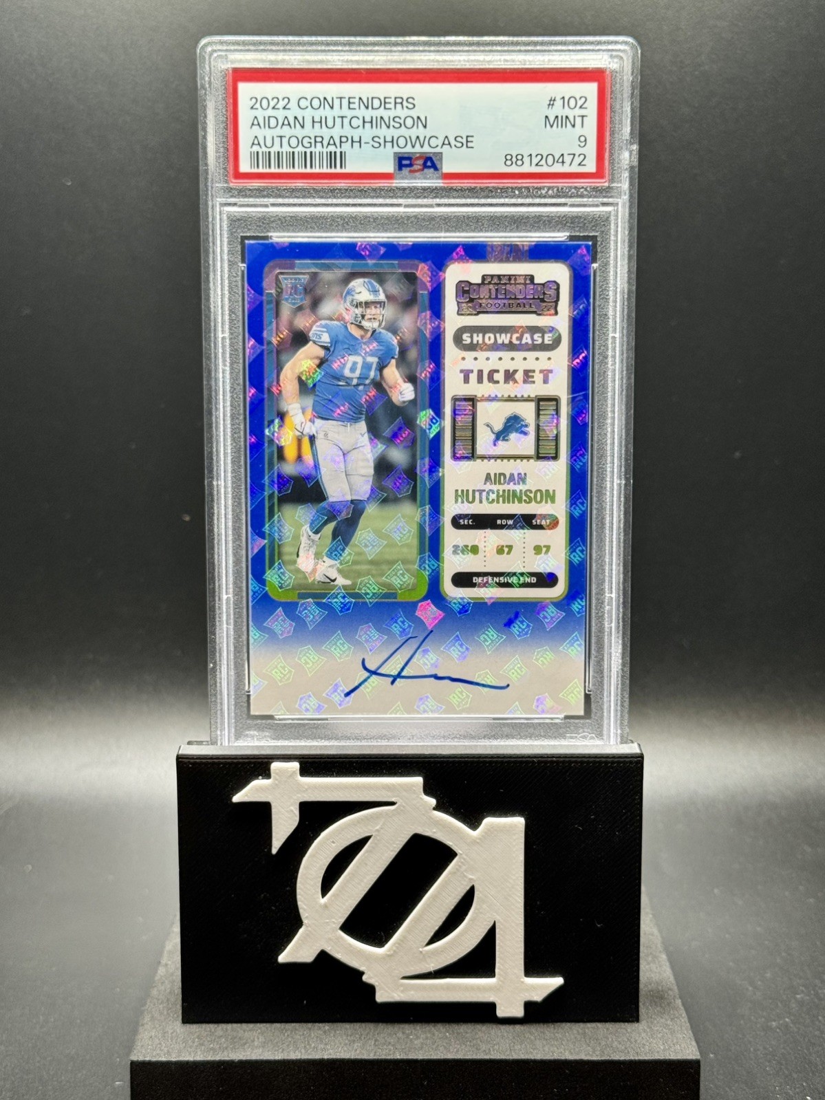 2022 Panini Contenders Aidan Hutchinson Rookie Ticket Showcase Auto Lions PSA 9