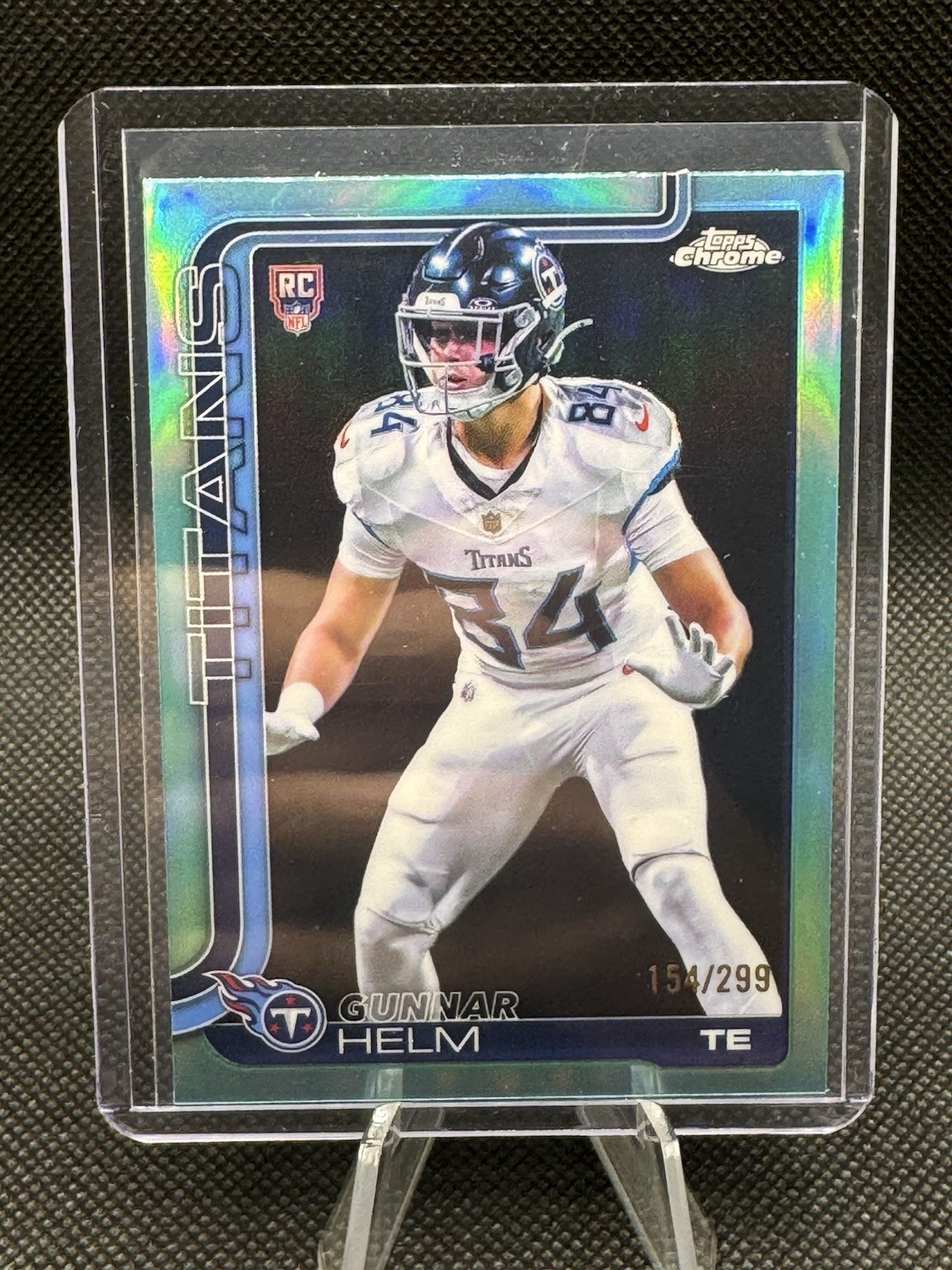 2025 Topps Chrome Football Gunnar Helm Teal Refractor Rookie Card #’d 154/299
