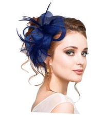 Markest Women's Fascinators Tea Party Headpiece Derby Hat Feather Royal Blue