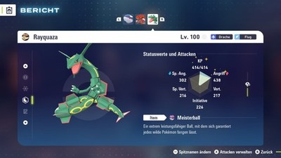   Non-Shiny Rayquaza | Level 100 | Max 6IV+DV | Pokemon Legenden ZA    