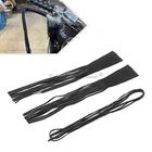 Motorcycle Black PU Leather Grip Lever Cover Handlebar Fringe Streamers Tassel