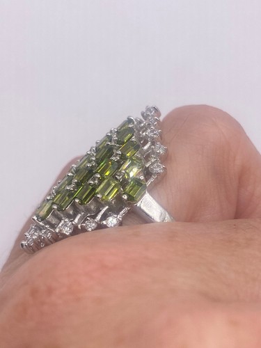 Vintage grüner Zirkonia Kristall Sterlingsilber Ring Größe 6,5 - Bild 5 von 8