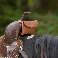 Genuine Leather Horse Saddle Bag, Real Leather Saddle Phone Holder, Horse Tack
