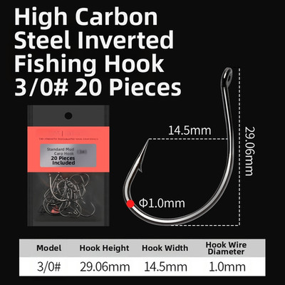 Dragon Scale Inverted Angelhaken 20er Pack High Carbon Steel Hook Set