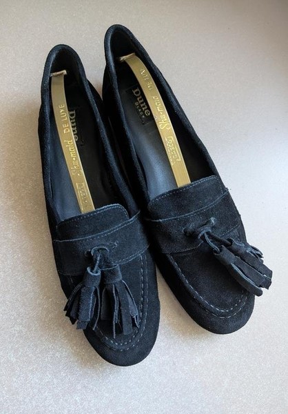 Women Dune Loafers Black Suede 40